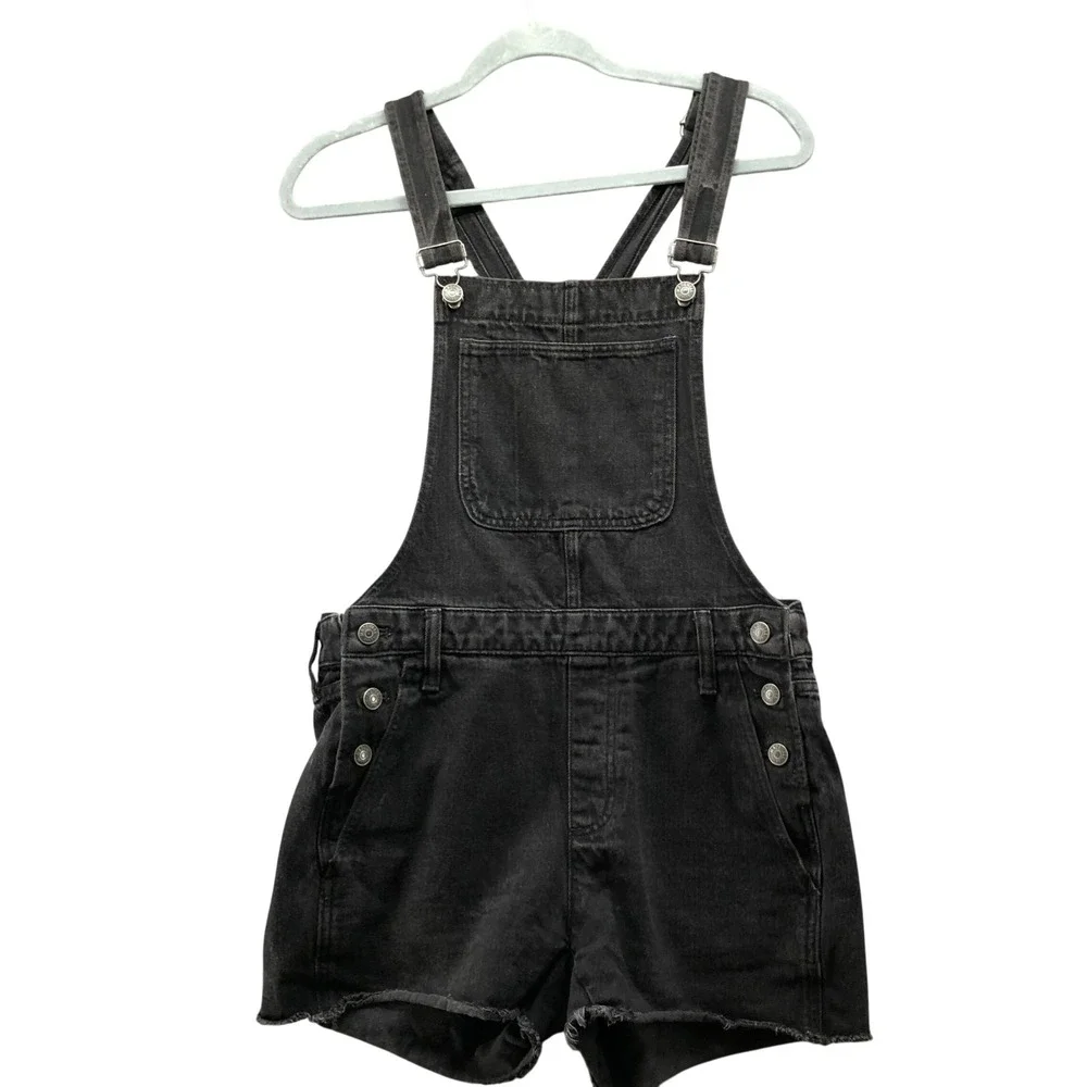 Madewell Denim Shortalls Womens S Washed Black Adirondack Short Overalls